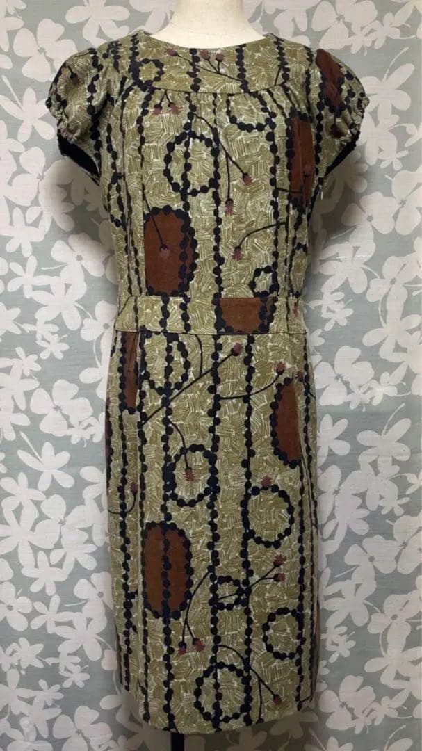 mina perhonen ミナペルホネン ウール100％ 花模様 ワンピース