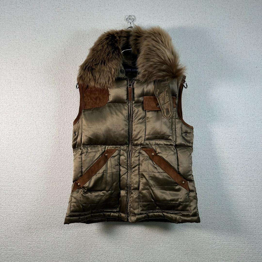 Ralph Lauren ファー付きベスト Sサイズ オリーブグリーン
