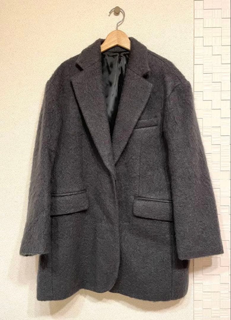 ウール×モヘヤブレンド シャギー ビッグ ジャケット