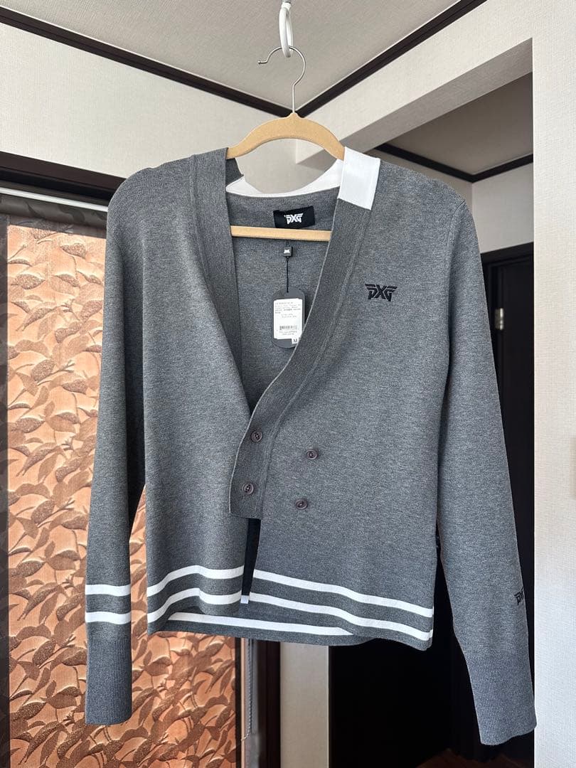 【新品未使用】PXG グレー ダブルボタンカーディガン