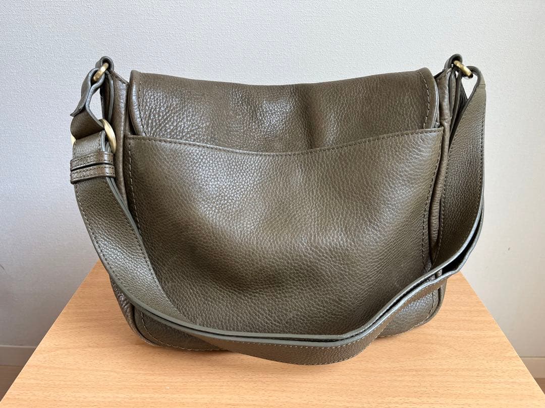 美品　土屋鞄　数量限定色　トーンオイルヌメ　ショルダー　カーキグリーン