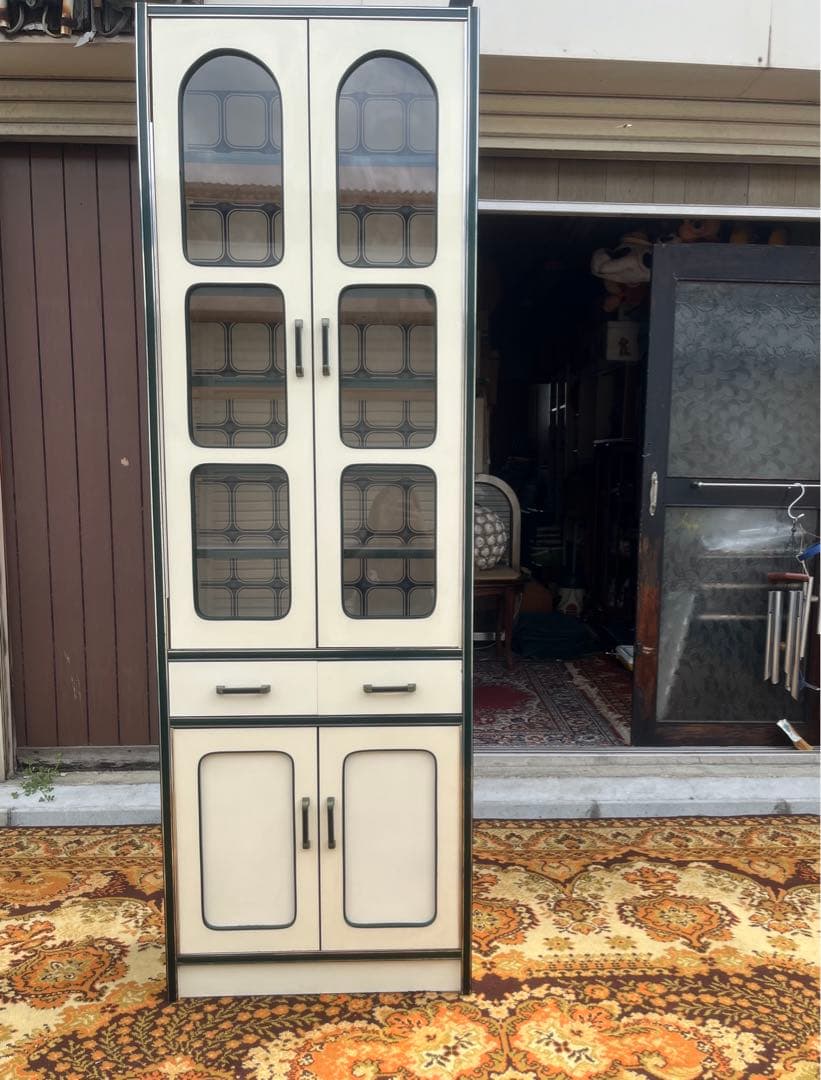 飾り棚 食器棚 水屋 昭和レトロ 当時物 レトロポップ インテリア 白