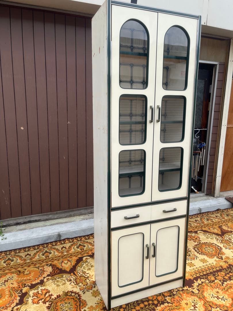 飾り棚 食器棚 水屋 昭和レトロ 当時物 レトロポップ インテリア 白