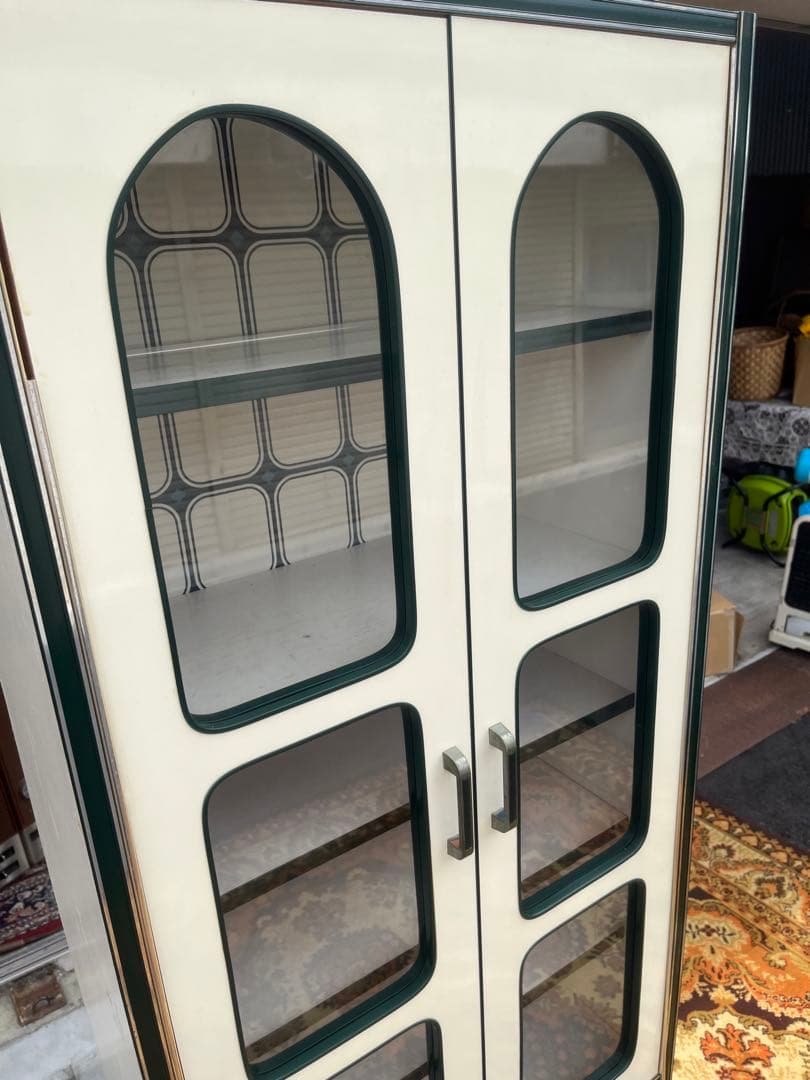 飾り棚 食器棚 水屋 昭和レトロ 当時物 レトロポップ インテリア 白