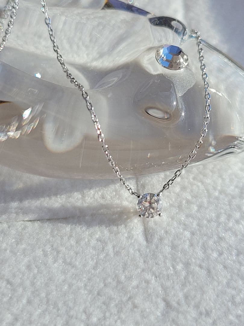 美品★4℃ K10 WG ジルコニア ネックレス ペンダント ゴールド
