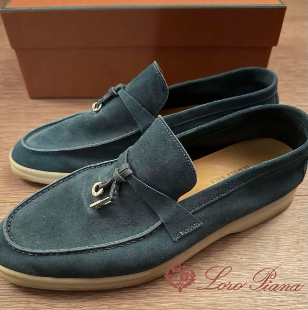 ロロピアーナ サマーチャームウォーク モカシン ブルー38美品