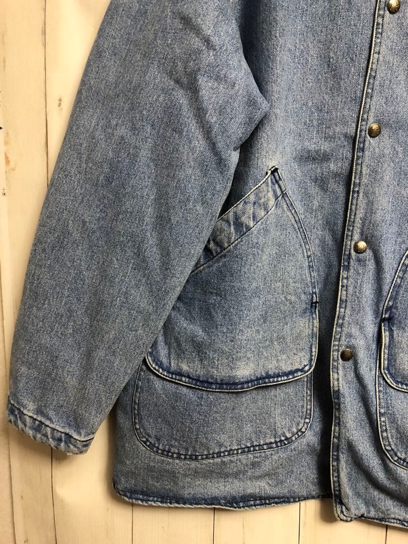 80s Woolrich デニムカバーオール L ウールリッチ ライナー付き