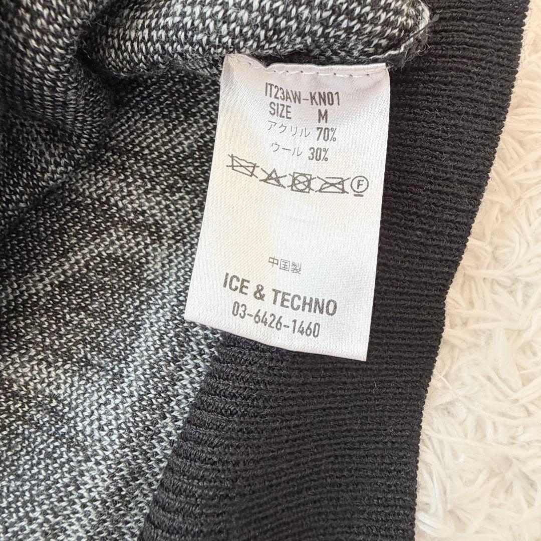 希少 ICE&TECHNO 回路図柄 ハイネックニット ブラック ブルー M