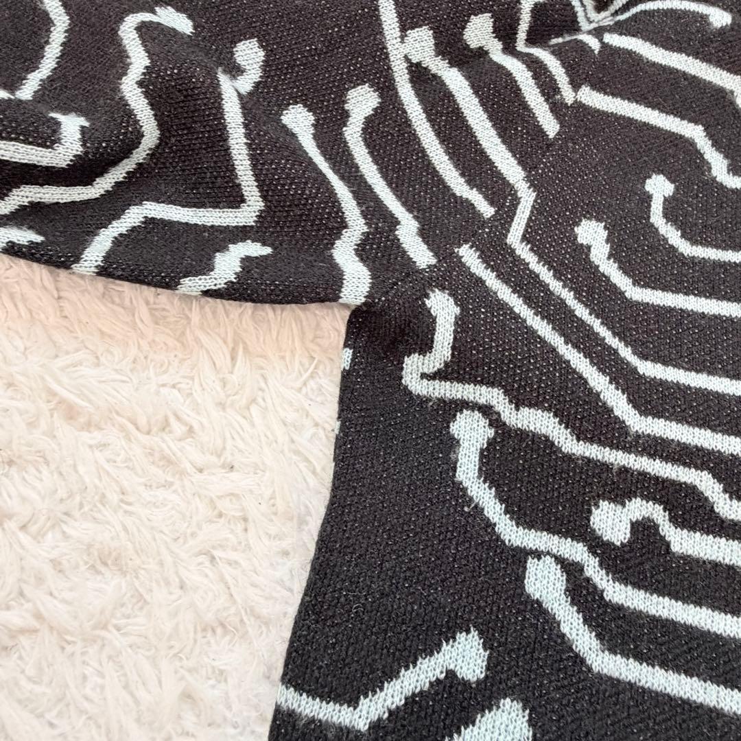 希少 ICE&TECHNO 回路図柄 ハイネックニット ブラック ブルー M