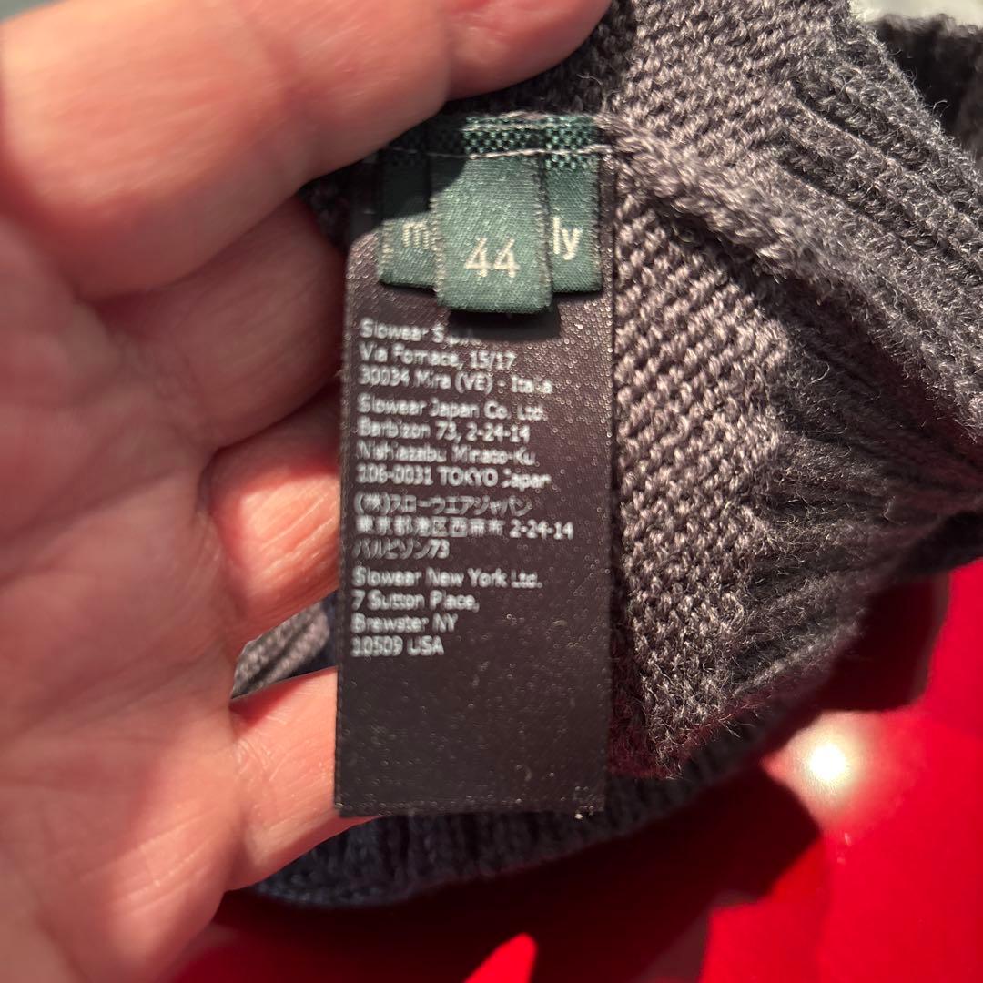 ザノーネ／モックネックニット／5ゲージ／チャコールグレー／44