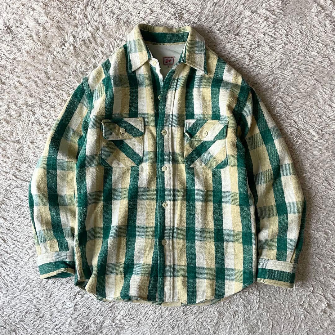 45rpm 90s ヘビーネルシャツ 3 緑白チェック