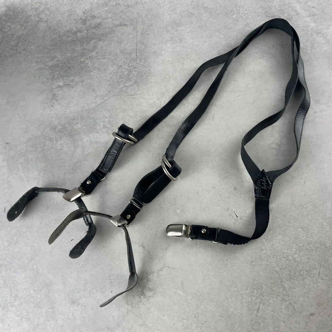 極美品⭐️Yohji Yamamoto レザー サスペンダーベルト ブラック
