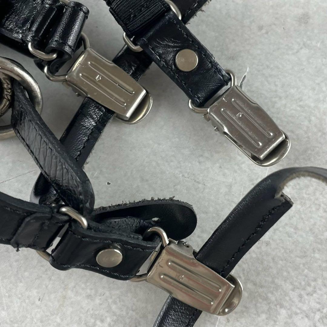 極美品⭐️Yohji Yamamoto レザー サスペンダーベルト ブラック