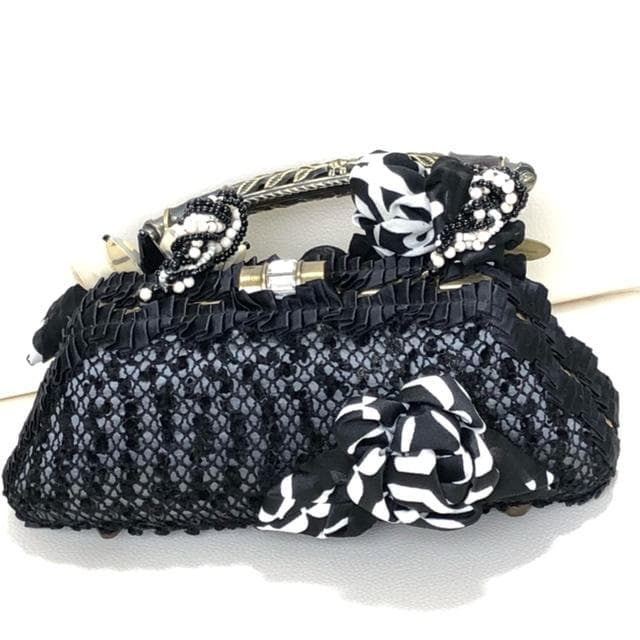 新品未使用★メリーフランシス 豪華ビーズ装飾 パーティーバッグ 黒、白、銀など