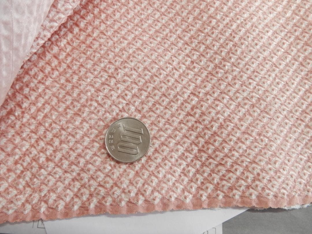 正絹・総疋田絞り着尺反物・巾だし済み品・和名 緋褪色