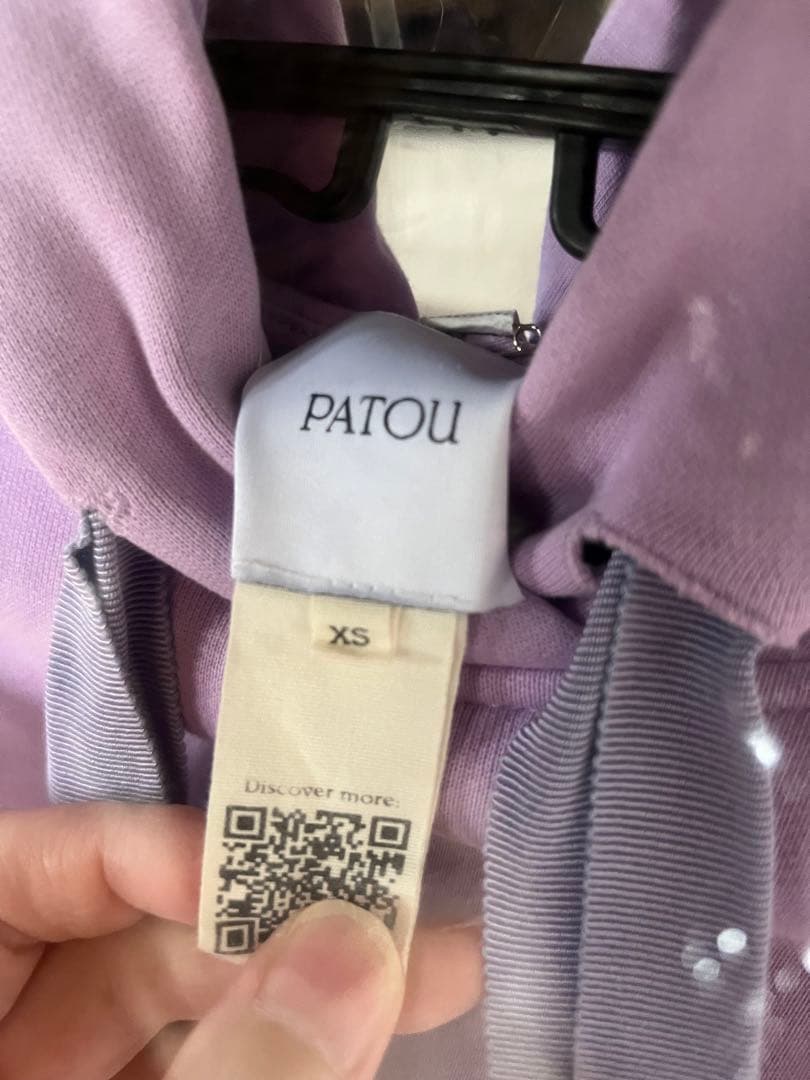 パトゥ　花柄フードトレーナーXSオーガニックコットン