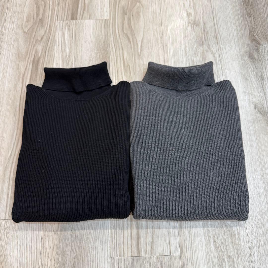 極美品◎グリーンレーベルリラクシング コットンタートルネック2枚セット M 綿