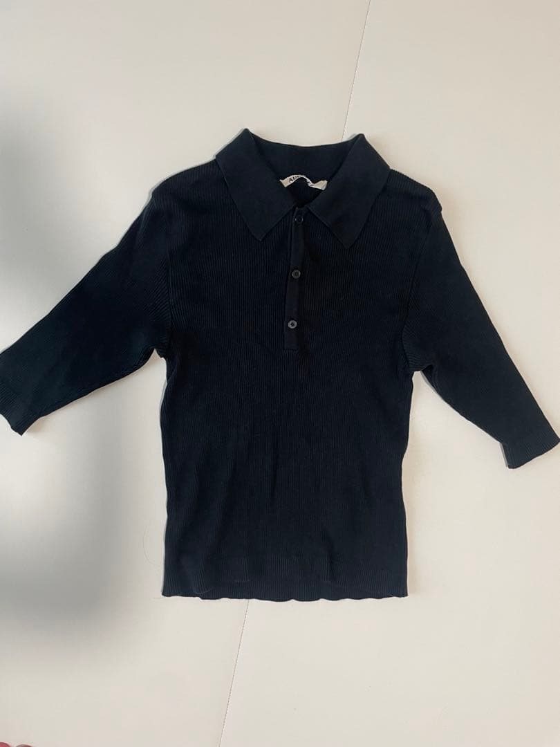 AURALEE オーラリー　リブニットポロシャツ　ブラック