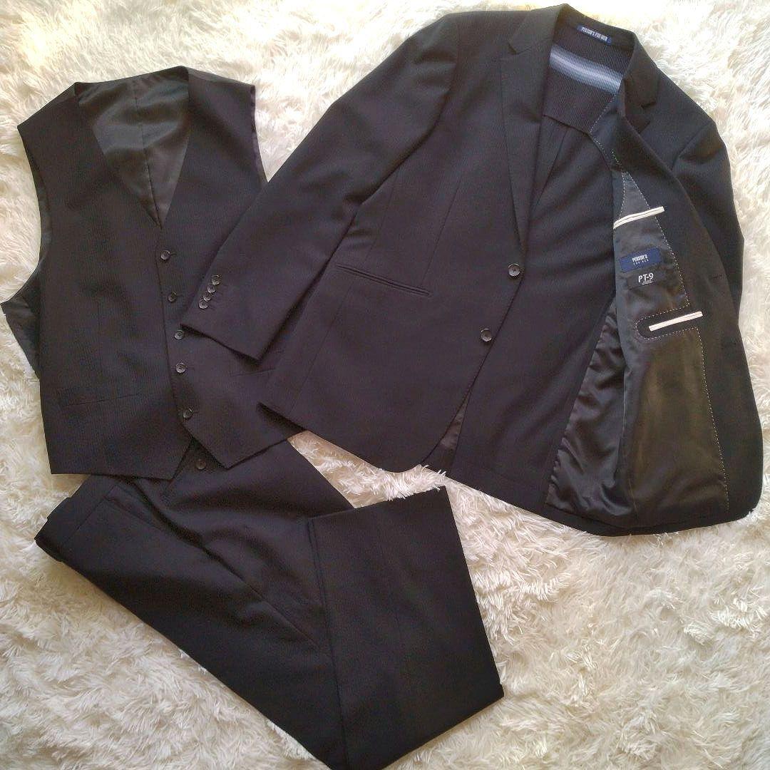 極美品 PERSON'S 高機能 形状記憶 スリーピース AB6 黒