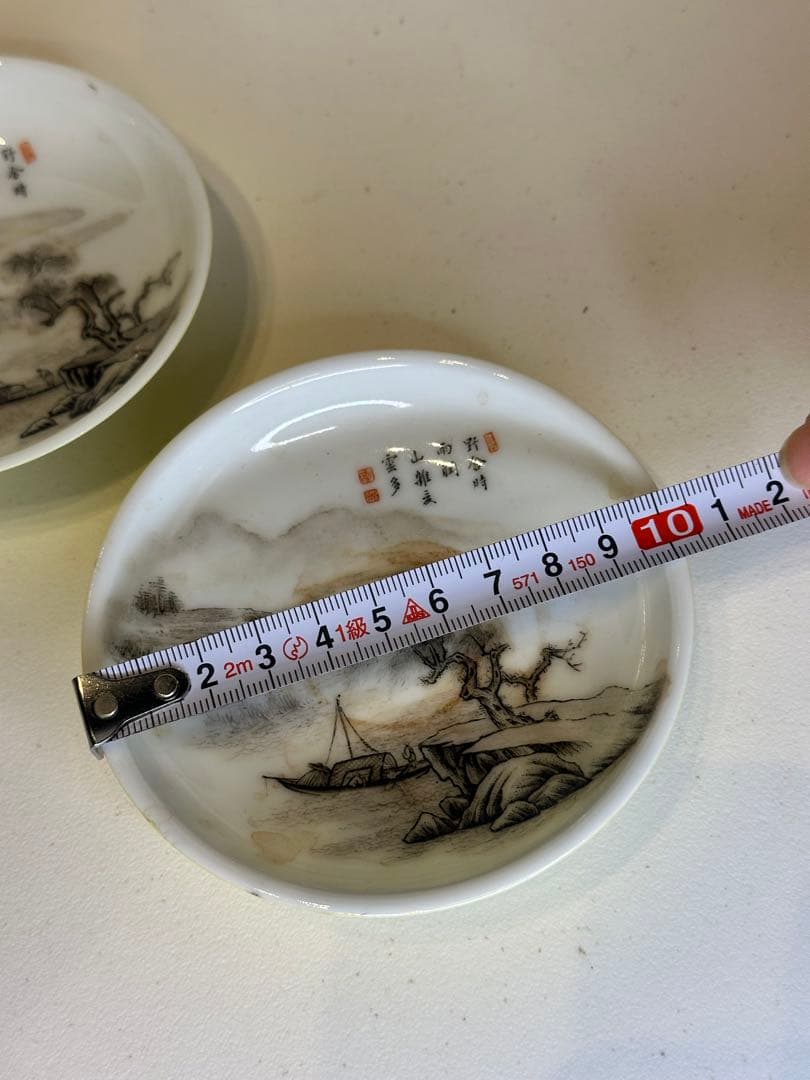 qucol lect大清雍正年製 小皿 2枚セット 風景画 陶磁器 骨董