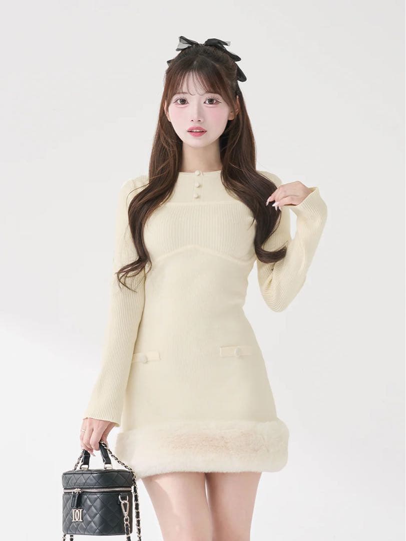 Darich ビジューケープニットミニワンピース FL