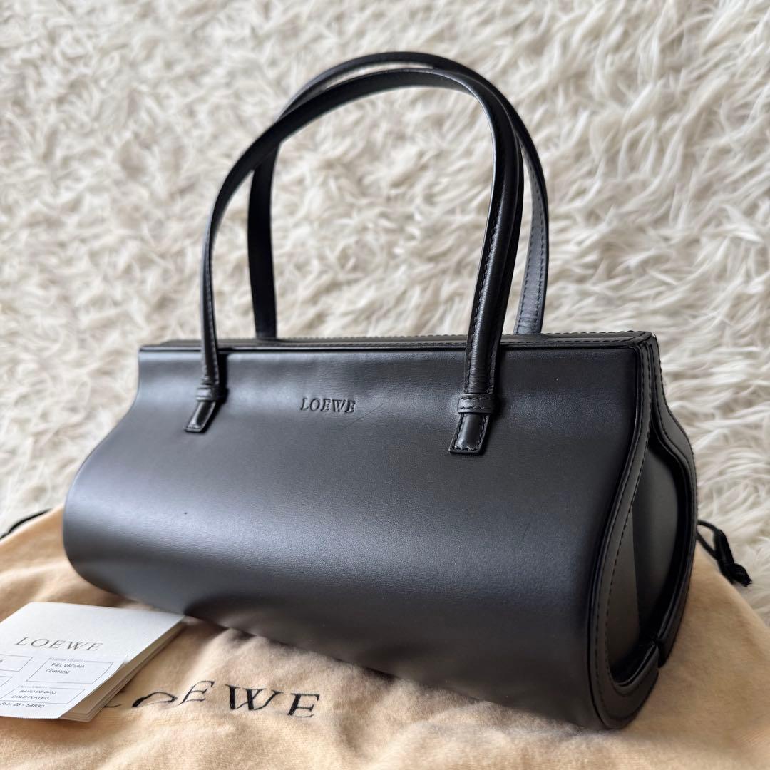 【ロエベ】フォーマル　ハンドバッグ　黒　シープスキン　冠婚葬祭　保存袋