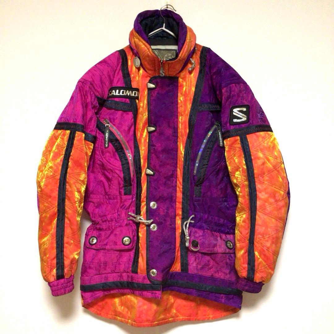 90s SALOMON スキーウェア 大きめLL サイズ セットアップy2k総柄