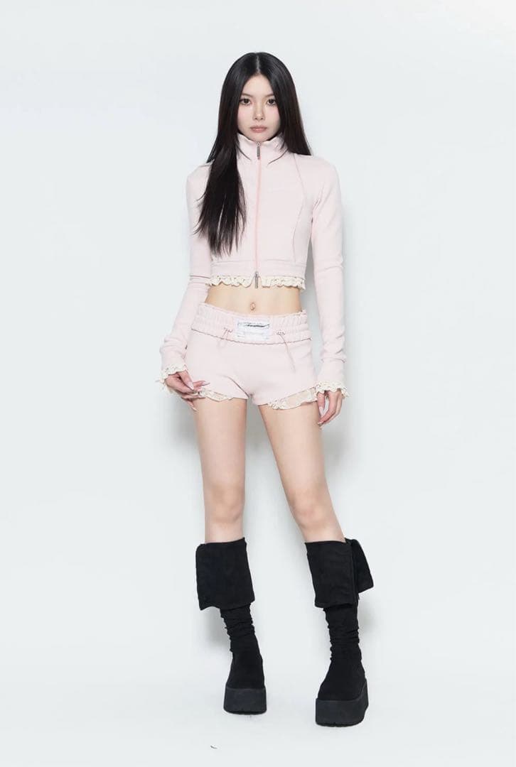 パンツ S jersey shorts lace theredthread pink