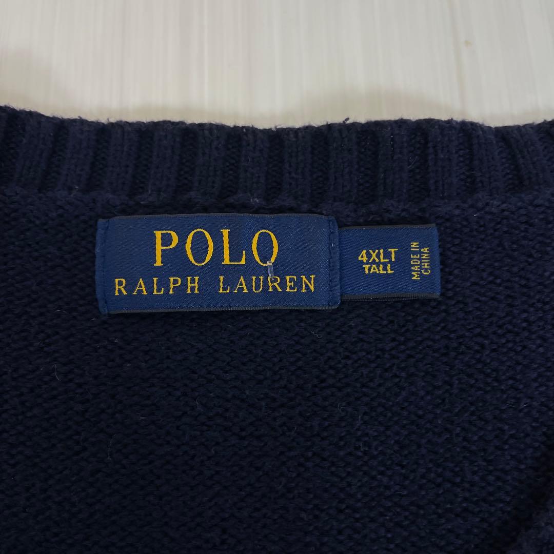 ☆とても大きなサイズ☆ポロラルフ クルーネック コットンニット 4XLT 濃紺