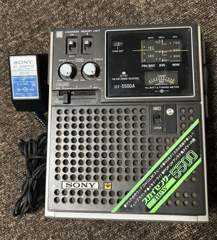 キヨぽん様☆SONY ICF-5500A ラジオ受信機 ACアダプター付
