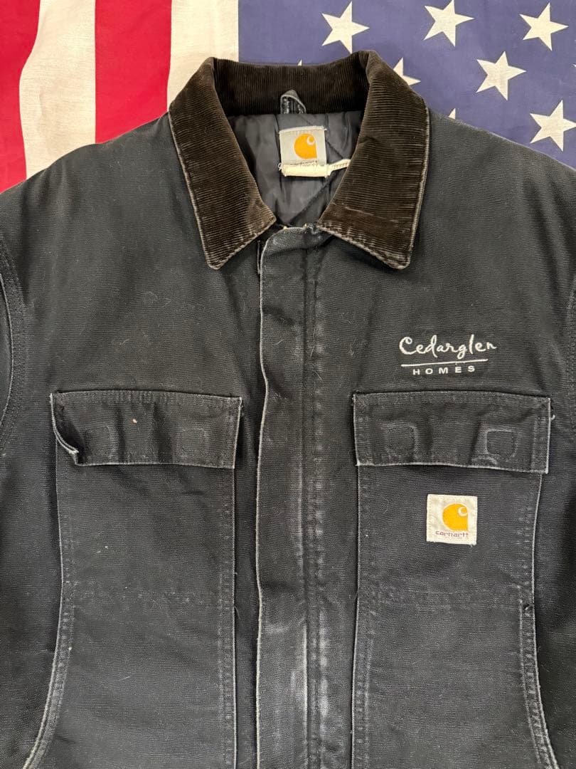 carhartt トラディショナルコート 企業 黒 サンフェード ボロ USA
