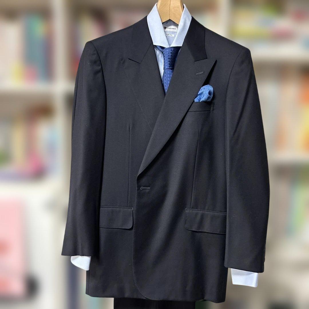 【美品】銀座壱番館 ビスポーク2P ダークネイビー ピーク1B ノーベント