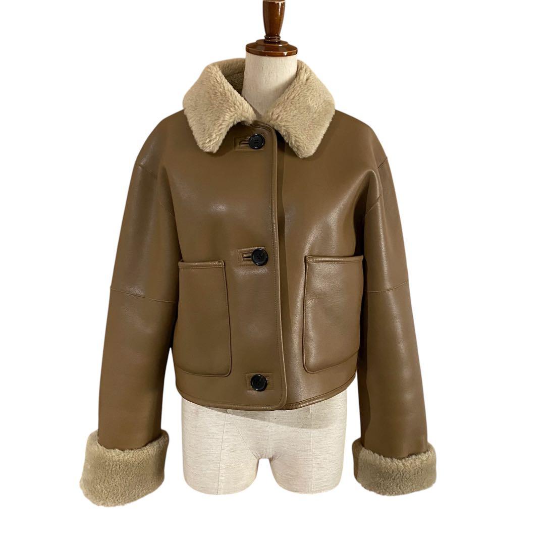 ジャケット・アウター CLANE VEGAN LEATHER BOA SHORT JACKET