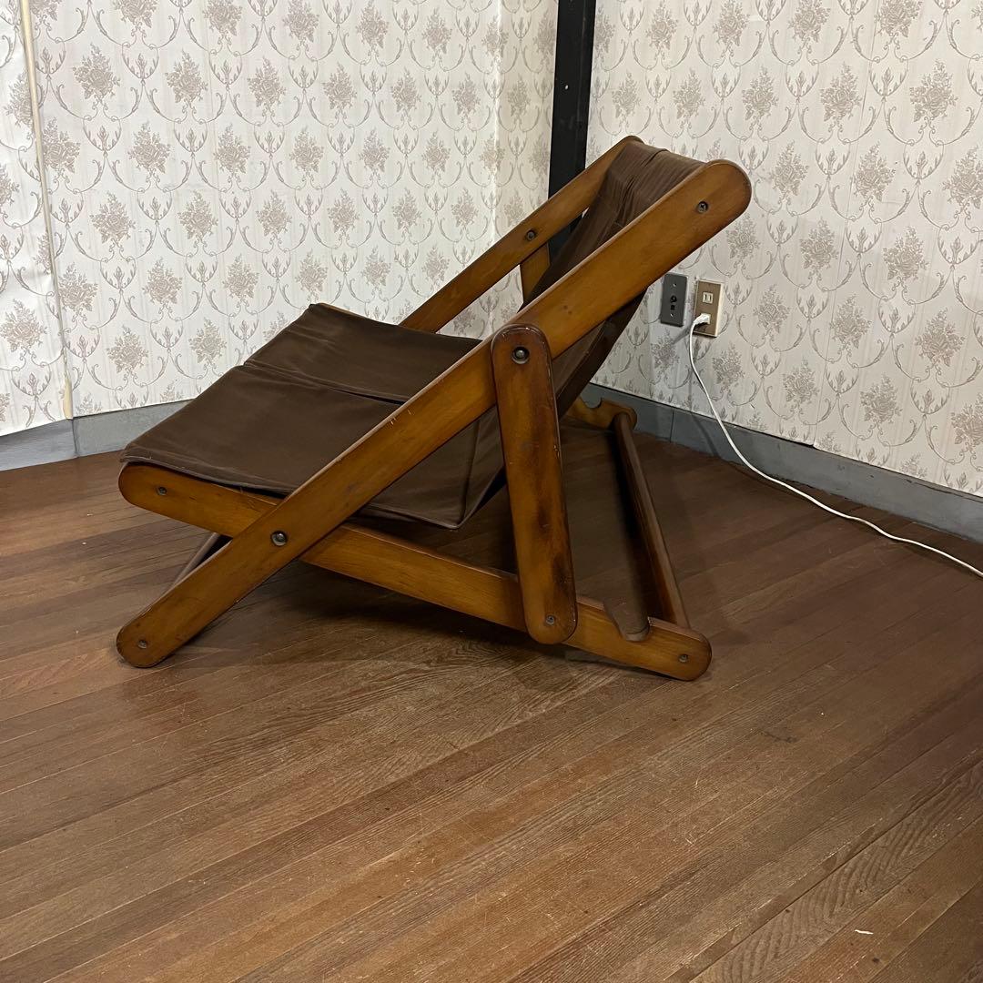 【アンティーク】折り畳み リクライニングチェア デッキチェア 2人掛け椅子