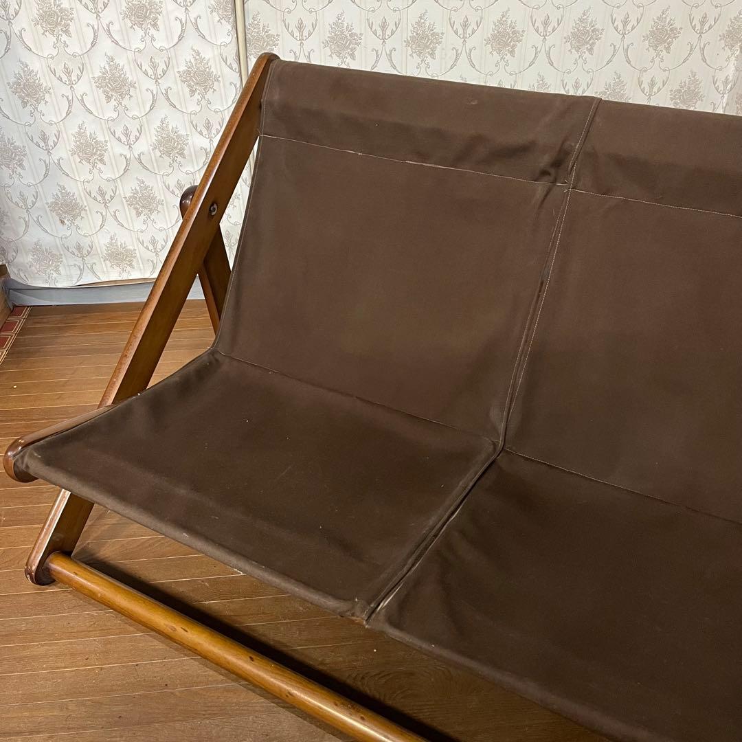【アンティーク】折り畳み リクライニングチェア デッキチェア 2人掛け椅子