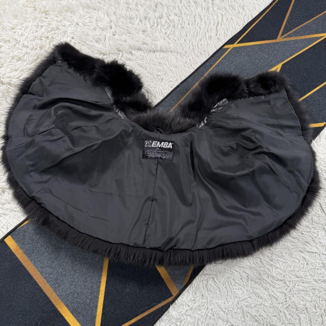 美品 エンバ フォックスファー ラム ポンチョ L相当 毛並み◎なめし柔らか