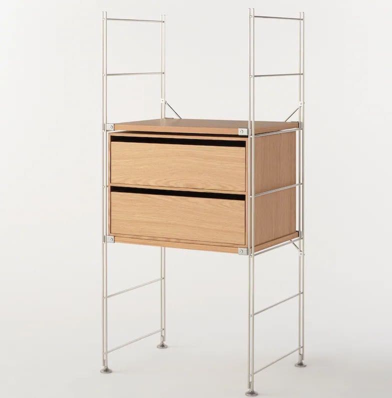 新品未使用【廃盤品】無印良品 木製収納ケース オーク材 ワイド2段