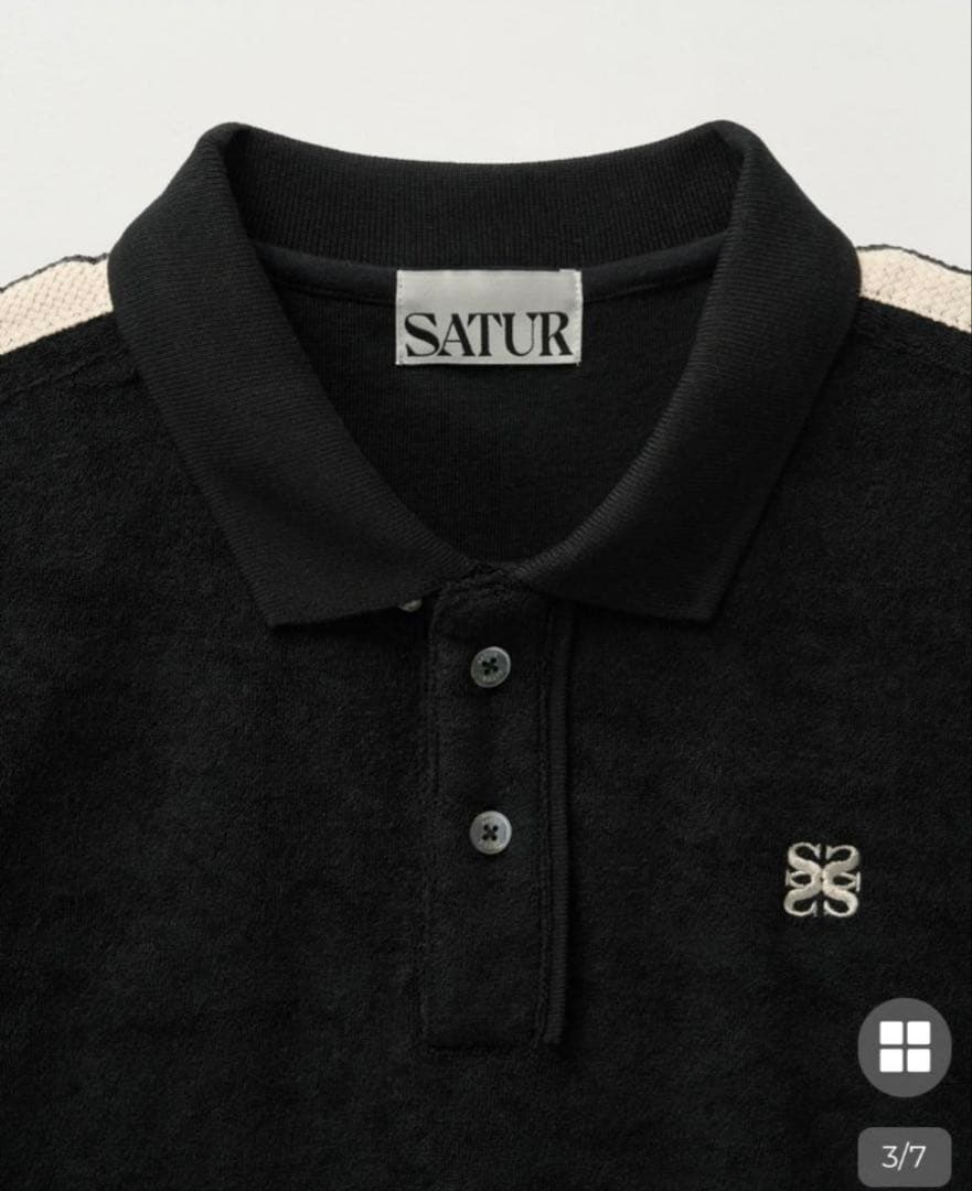 SATUR 黒 ポロシャツ 半袖