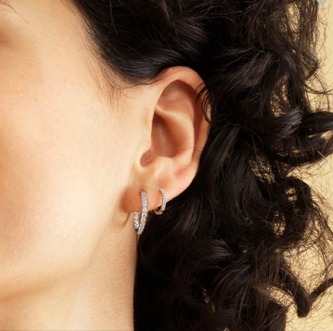 スタージュエリー　K18 YG WGクリックフープピアス　S