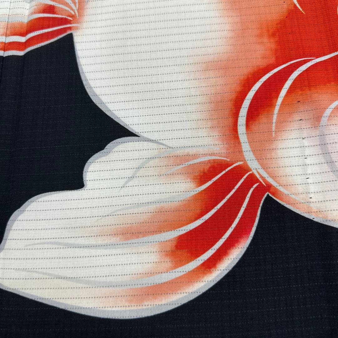 撫松庵 金魚 薄物 絽 黒地　セオアルファ　浴衣