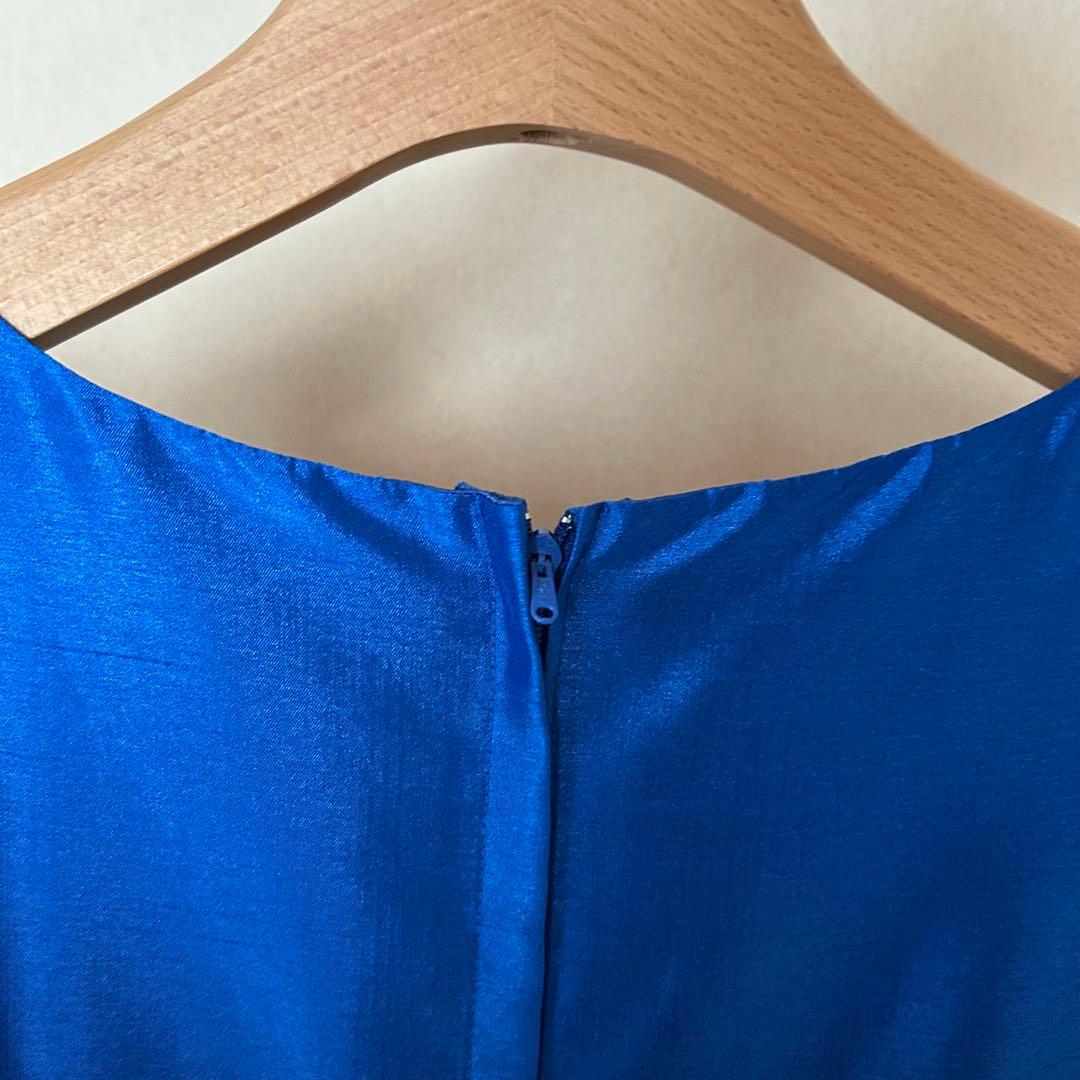 ゆめりすと 子供用ドレス ブルー 花模様 演奏会 発表会 シンプル