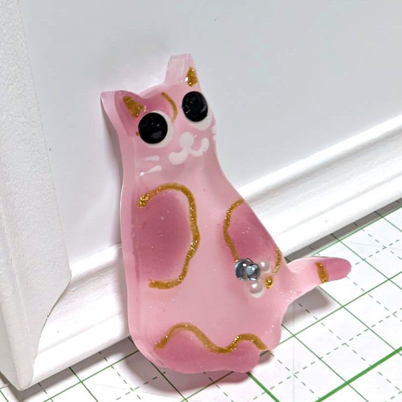 ニッキー様　1.5 猫　レジンヘアゴム　ダスティピンク　秋