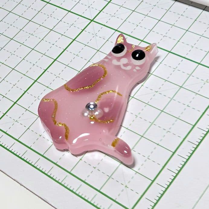 ニッキー様　1.5 猫　レジンヘアゴム　ダスティピンク　秋