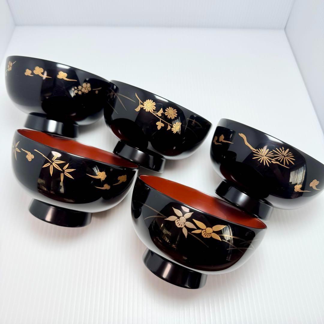 新品 輪島塗 人間国宝 大場松魚 寺井直次 蒔絵麗沢 吉祥文 10客 共箱