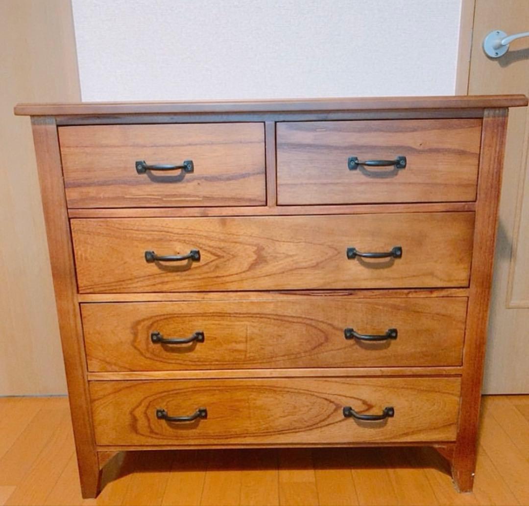 【本日限定価格】LOWYA 天然木 アンティーク風チェスト