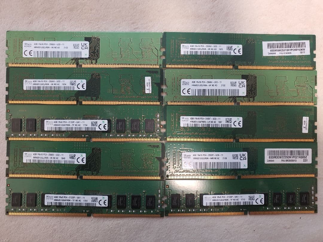 SK hynix DDR4 4GB メモリ 10枚セット