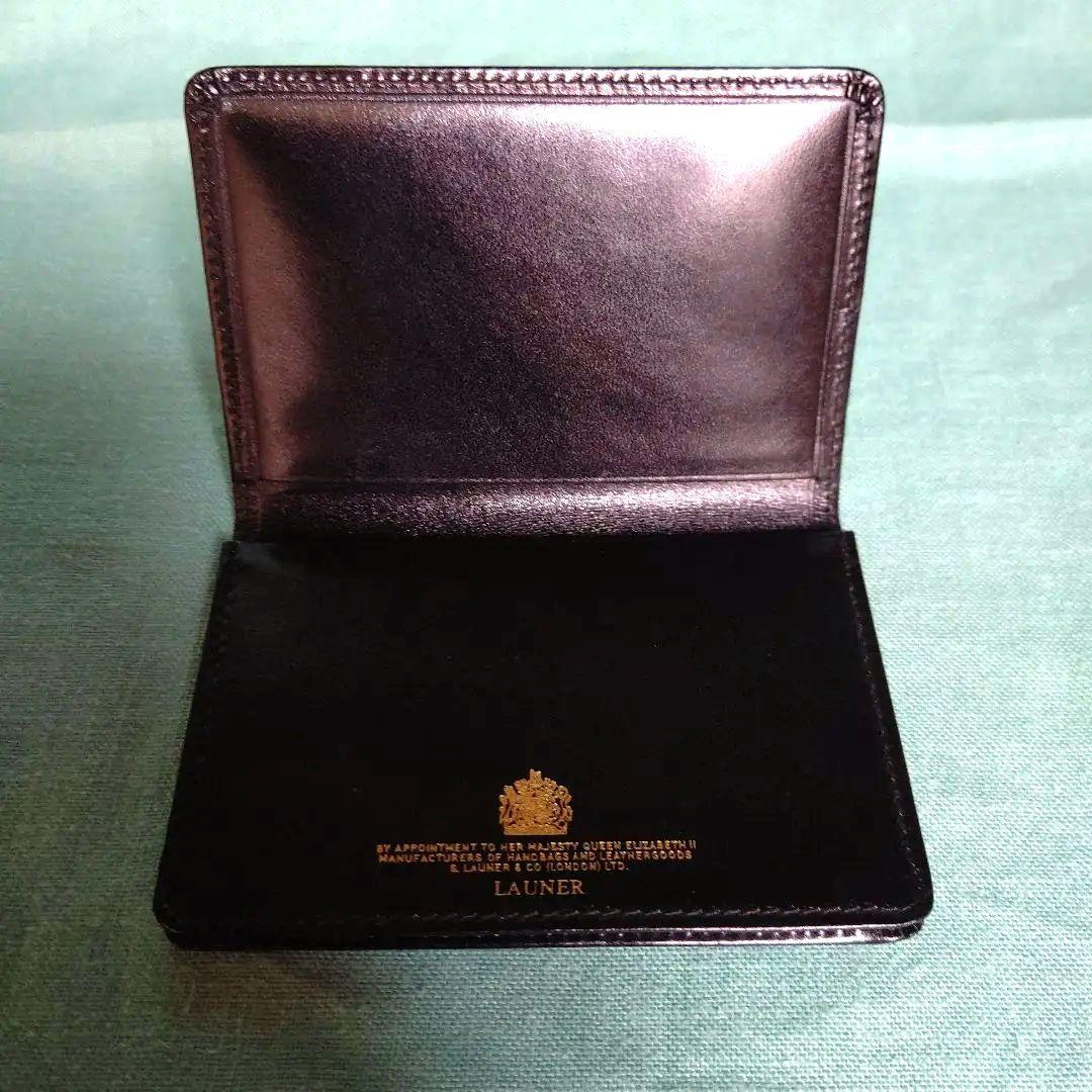 英国王室御用達 LAUNER 名刺入れ 黒 専用袋・箱付き