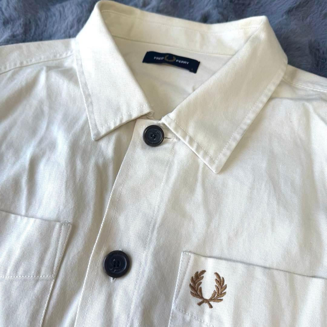 Fred Perry フレッドペリー ツイル オーバー シャツ Ecru L