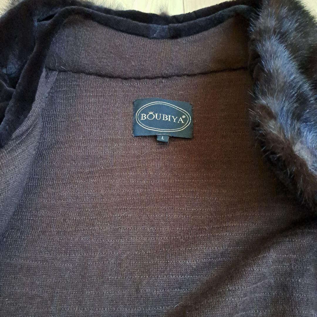 リアルミンクファー/MINKハーフコート編みタイプMサイズ 焦げ茶色