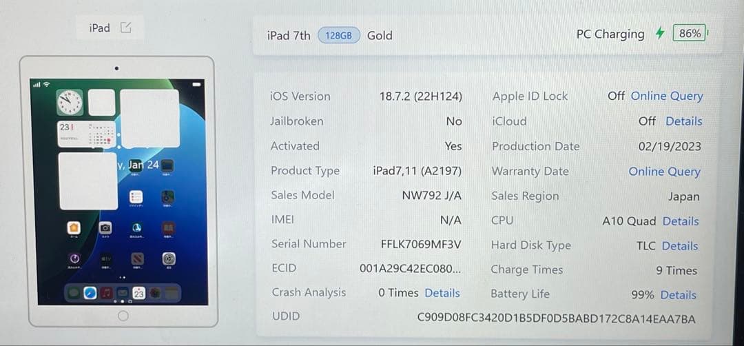 iPad 第7世代 128GB A2197 Wi-Fi 99%